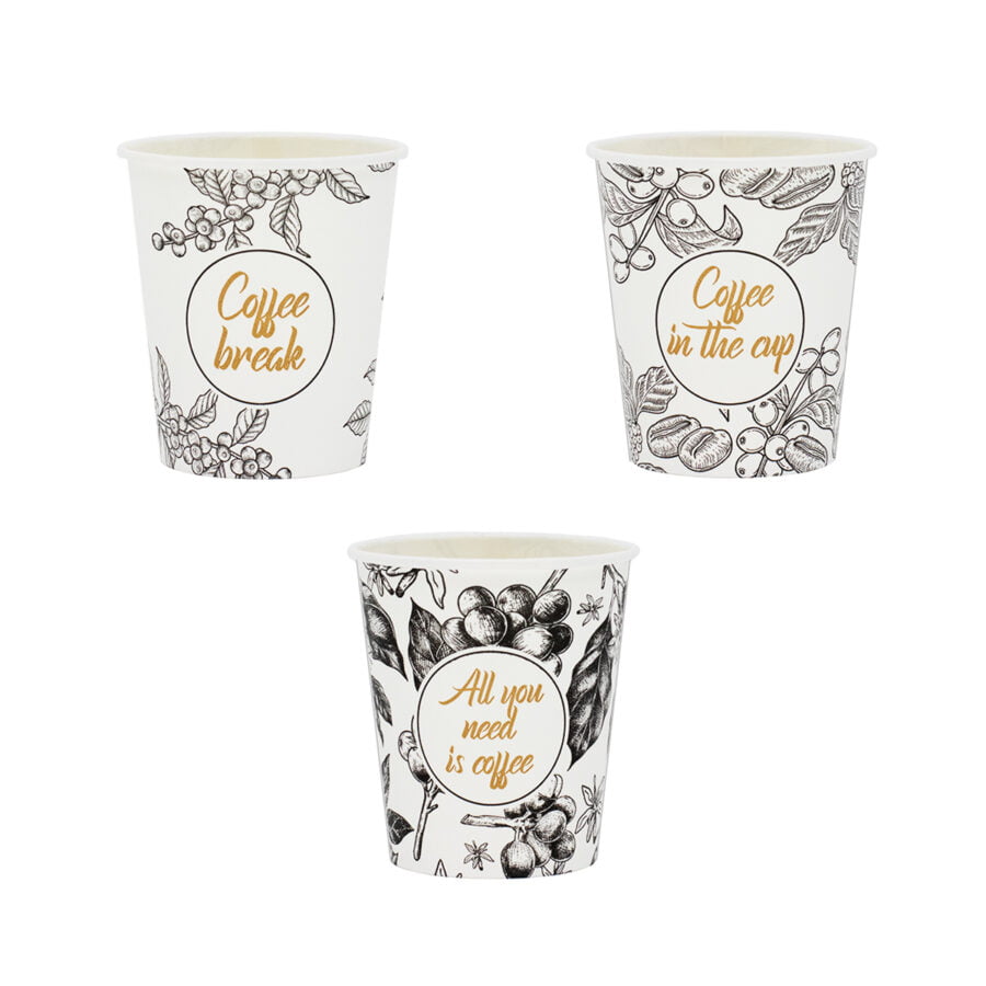 pahare carton alb 250 ml coffee in the cup