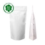 Punga Alba 500 g pentru cafea cu fermoar si supapa de aroma, bariera inalta PE ft-170x310x90mm